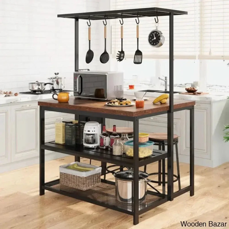 Bretonneux Kitchen Island Kitchen trolley cart cabinet kitchen island with storage