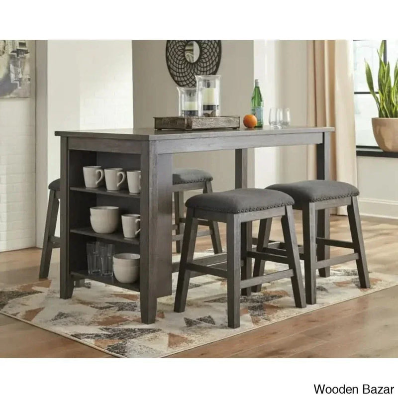 Bryce New 4 Seater Counter Height Dining Set - Wooden Empiro