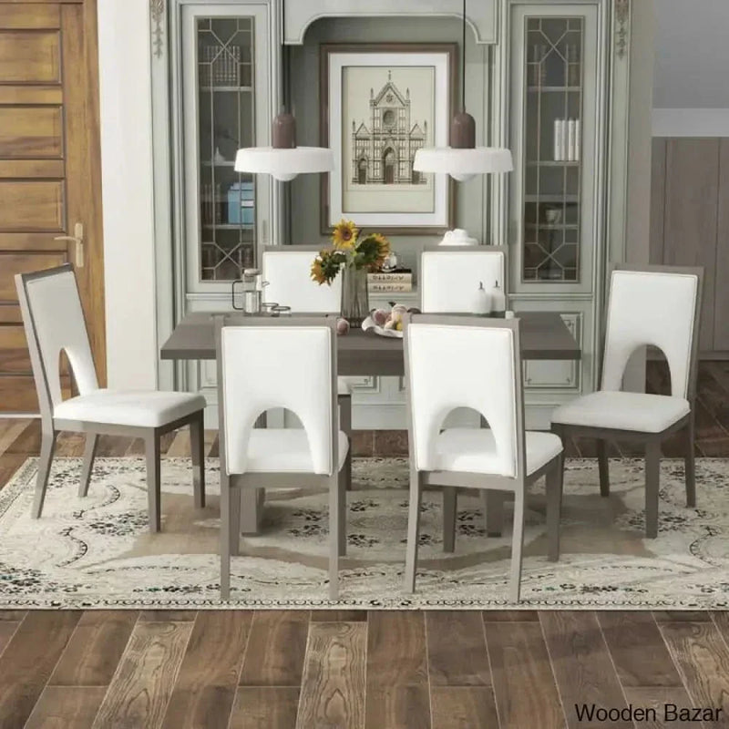 Burle Wooden 6 Seater Trestle Dining Table Set - Wooden Empiro