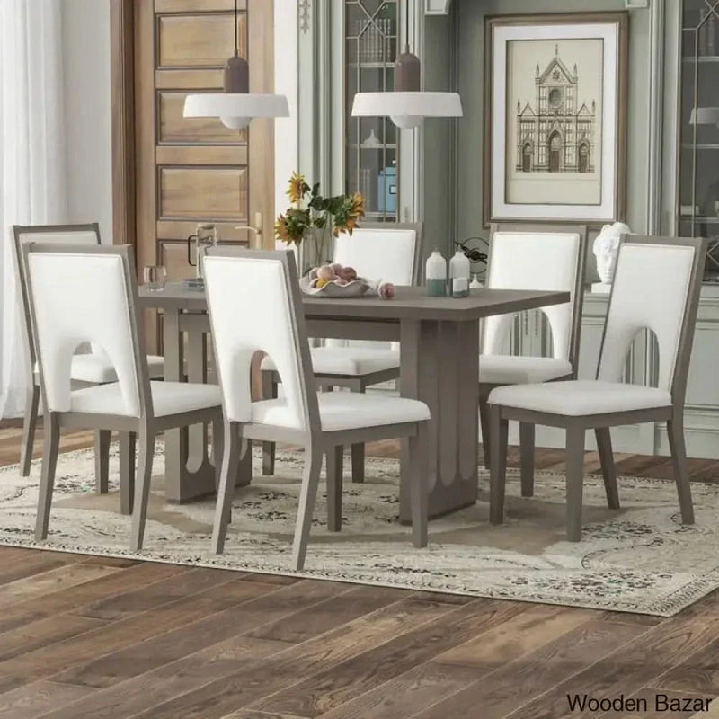 Burle Wooden 6 Seater Trestle Dining Table Set - Wooden Empiro