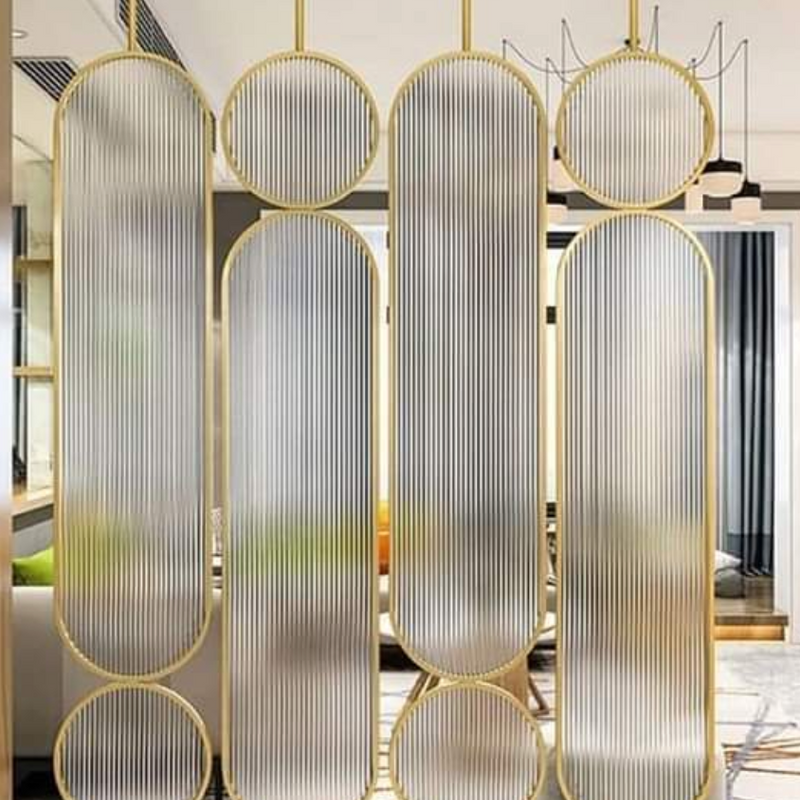 Fluted Glass Metal Partition
