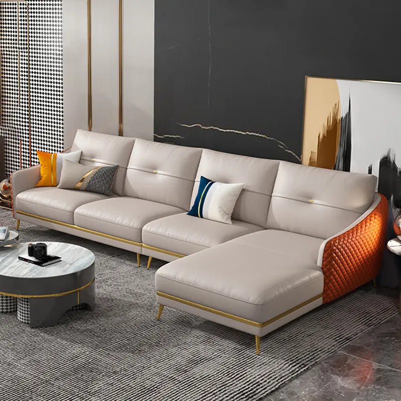Crystal Modern Beige L-Shaped Corner Sofa