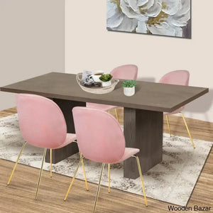 Cady 4 Seater Double Pedestal Dining Table Set - Wooden Empiro Walnut