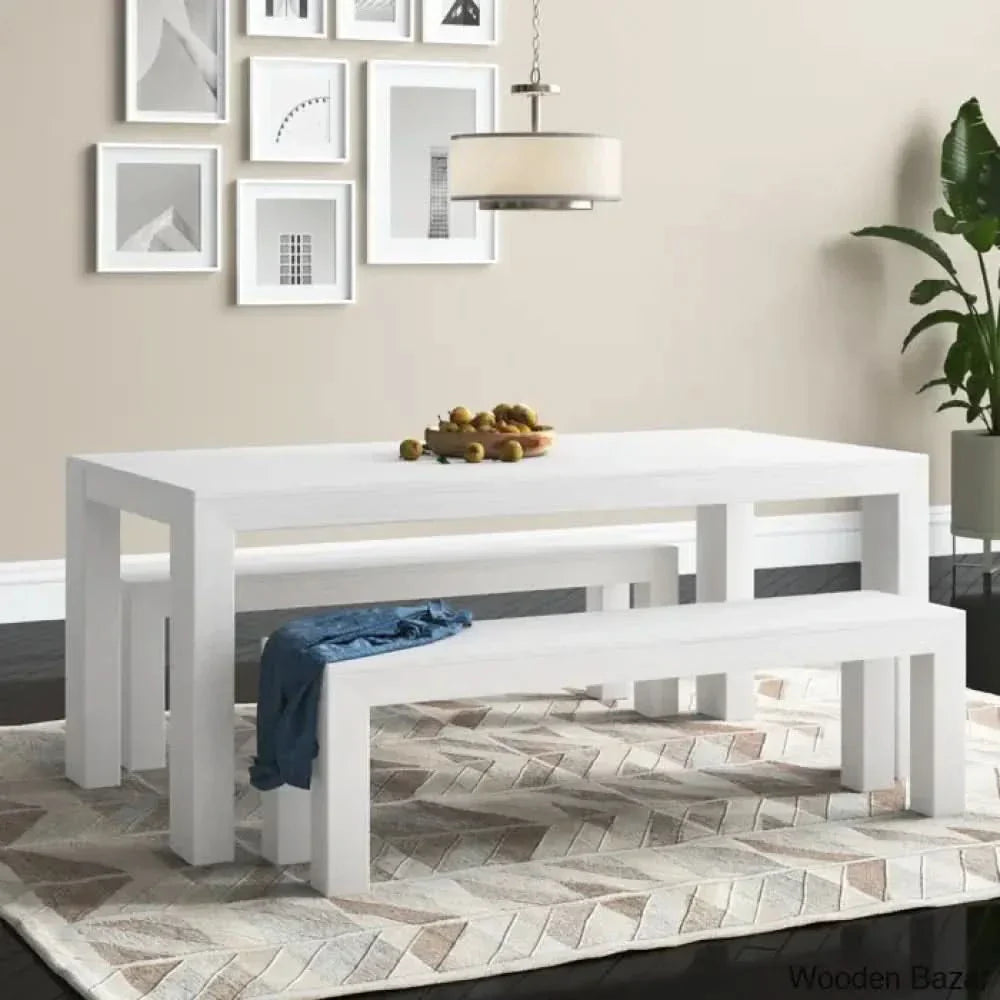 Cady 6 Seater Teak Wood Solid Dining Set - Wooden Empiro White Wirebrush