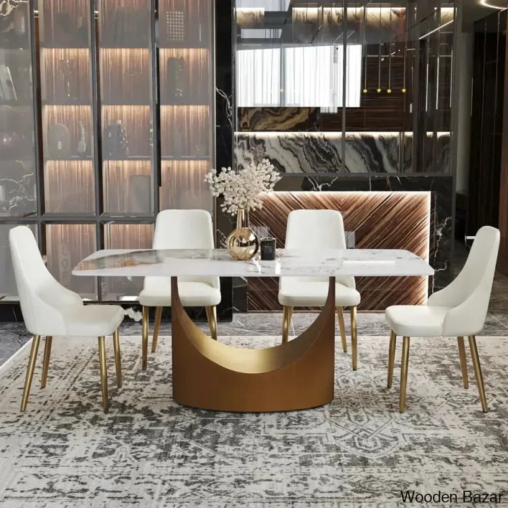 Cage Royal 4 & 6 Seater Stone Top Pedestal Dining Set - Wooden Empiro Seater