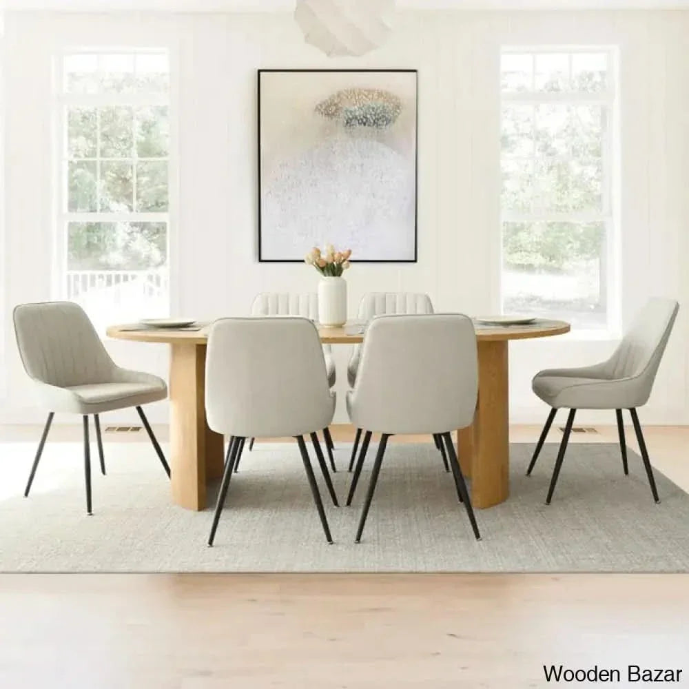 Ceder Luxury 6 Seater Dining Table Set - Wooden Empiro Oak