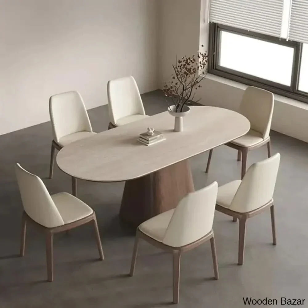 Chatillion 6 Seater Modern Slate Dining Table Set Sleek And Chairs For Minimalist Spaces