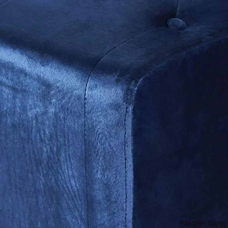 Christopher Knight Home Kimiko Tufted Velvet Ottoman, Navy Blue / Dark Brown