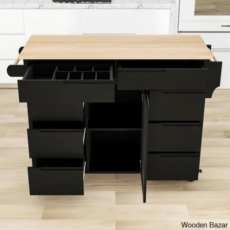 Crader Wood Kitchen Cart  Kitchen trolley cart cabinet kitchen island with storage