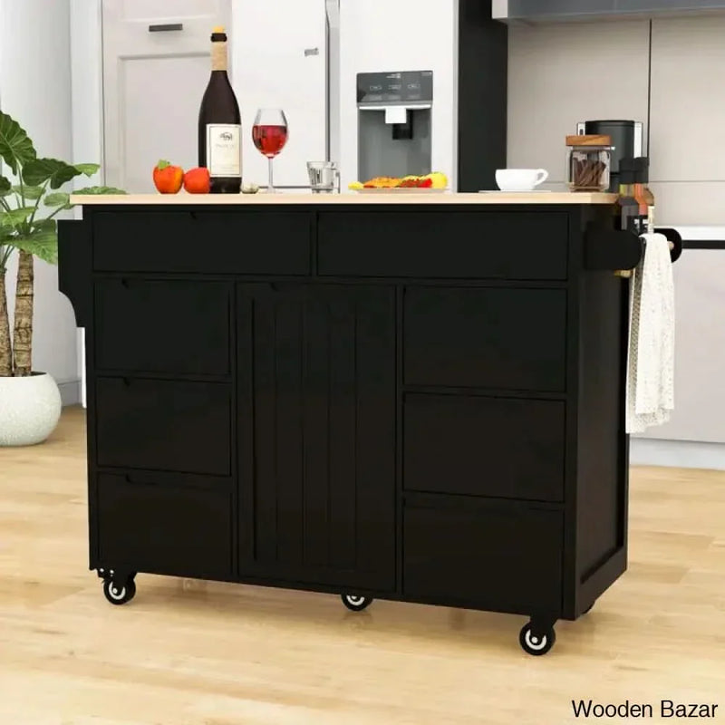 Crader Wood Kitchen Cart  Kitchen trolley cart cabinet kitchen island with storage