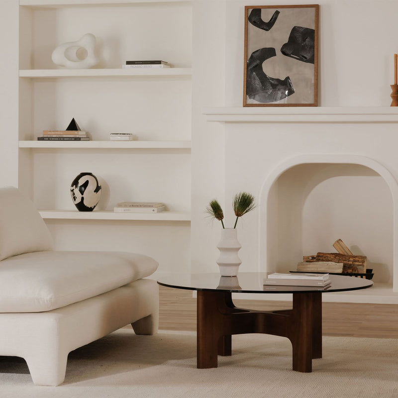 Onpix Round Glass Coffee Table - Wooden Empiro