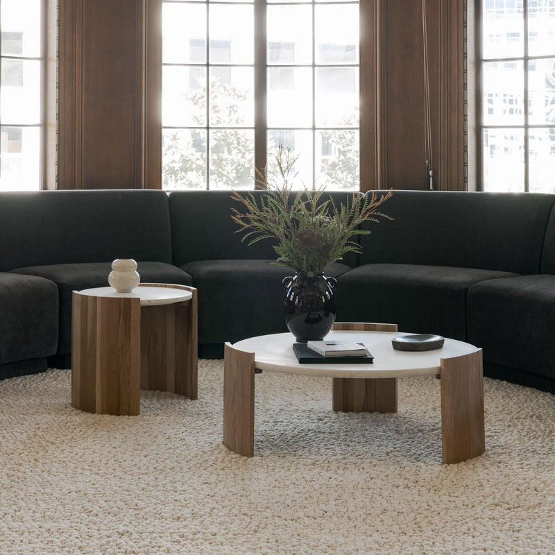 Evator Curved Wood Legs Coffee Table - Wooden Empiro