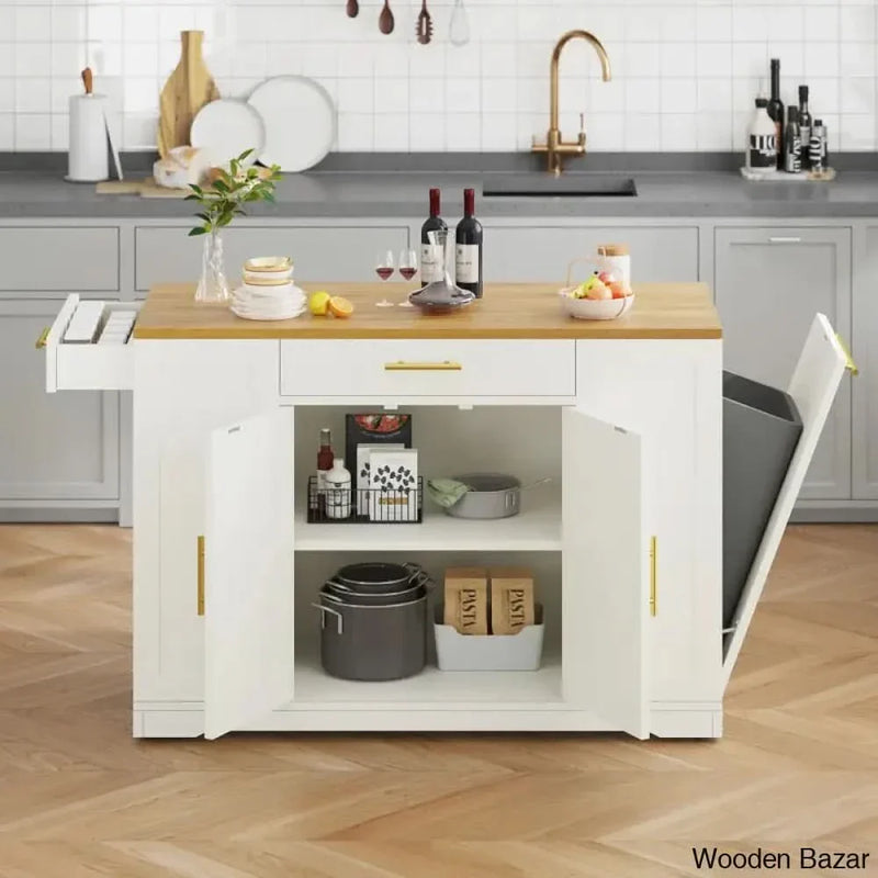 Cushing Wood Kitchen Island Kitchen trolley cart cabinet kitchen island with storage