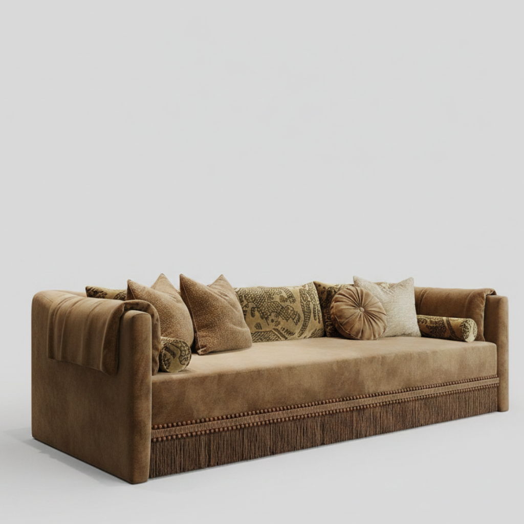 Amber Durbar Daybed — Fringed Lounge, made to order by Wooden Empiro — view 2