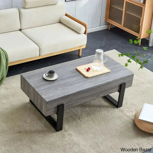 Dacye Farmhouse Coffee And Center Table With A Drawer Gray