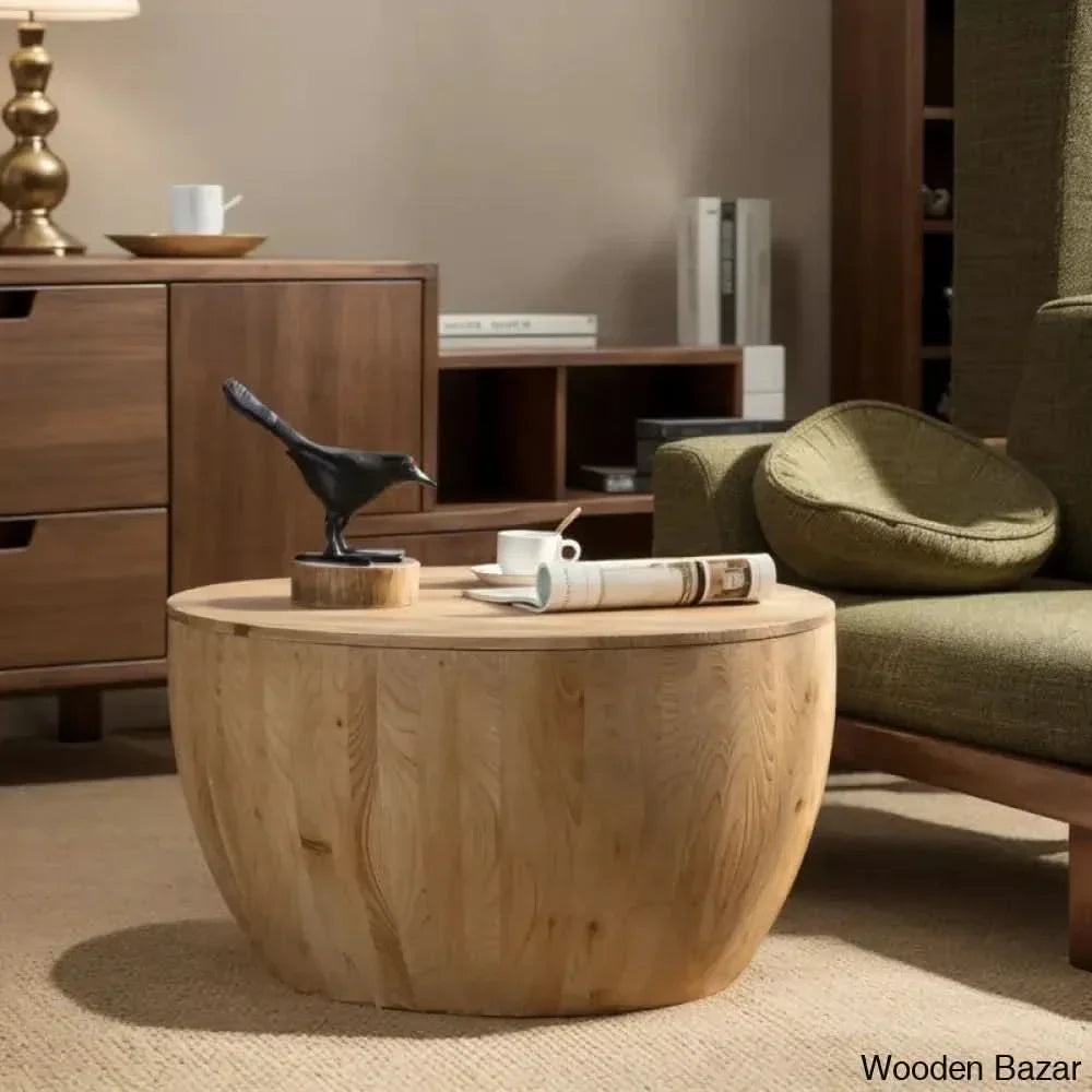 Daisyia Vintage Style Bucket Shaped Coffee And Center Table Natural