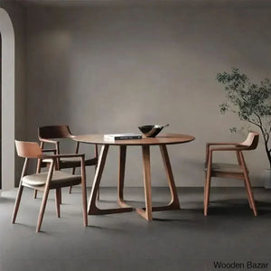 Dana 4 Seater Solid Wood Sled Dining Set - Wooden Empiro 29.5’’H X 51.2’’L 51.2’’W