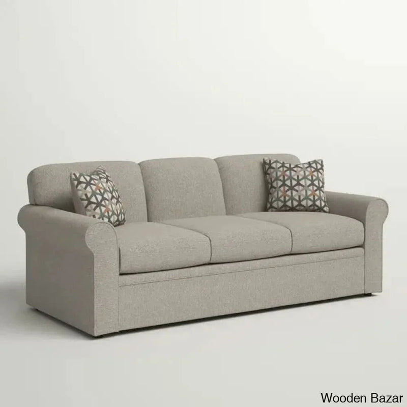 Danish 79'' Three Seater Upholstered Sleeper Sofa - Wooden Empiro