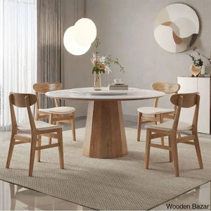 Darnell Luxury 4/6/8 Seater Pedestal Dining Set - Wooden Empiro 29.5’’H X 53.1’’L 53.1’’W / 4