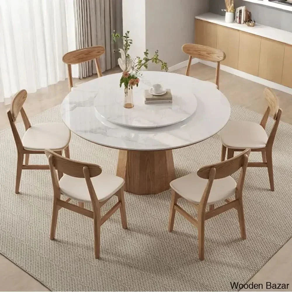 Darnell Luxury 4/6/8 Seater Pedestal Dining Set - Wooden Empiro 29.5’’H X 59.1’’L 59.1’’W / 6
