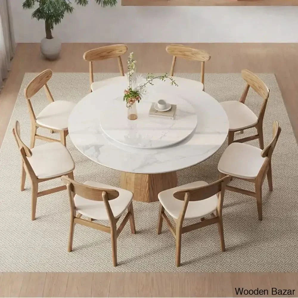 Darnell Luxury 4/6/8 Seater Pedestal Dining Set - Wooden Empiro 29.5’’H X 59.1’’L 59.1’’W / 8