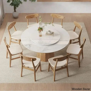 Darnell Luxury 4/6/8 Seater Pedestal Dining Set - Wooden Empiro 29.5’’H X 59.1’’L 59.1’’W / 8