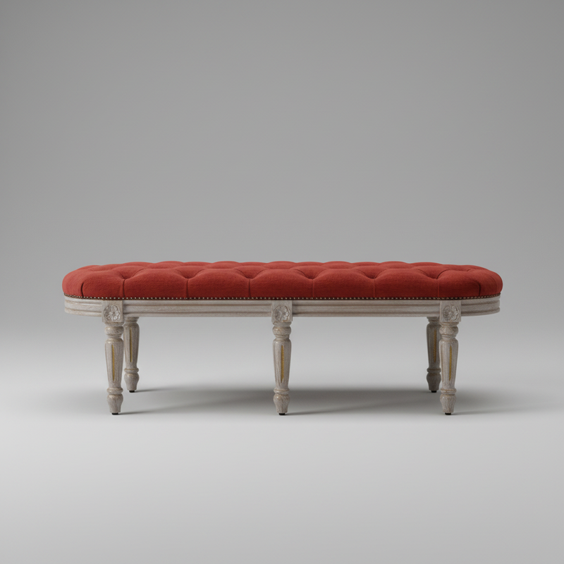 Elegant Vintage Style Tufted Bench