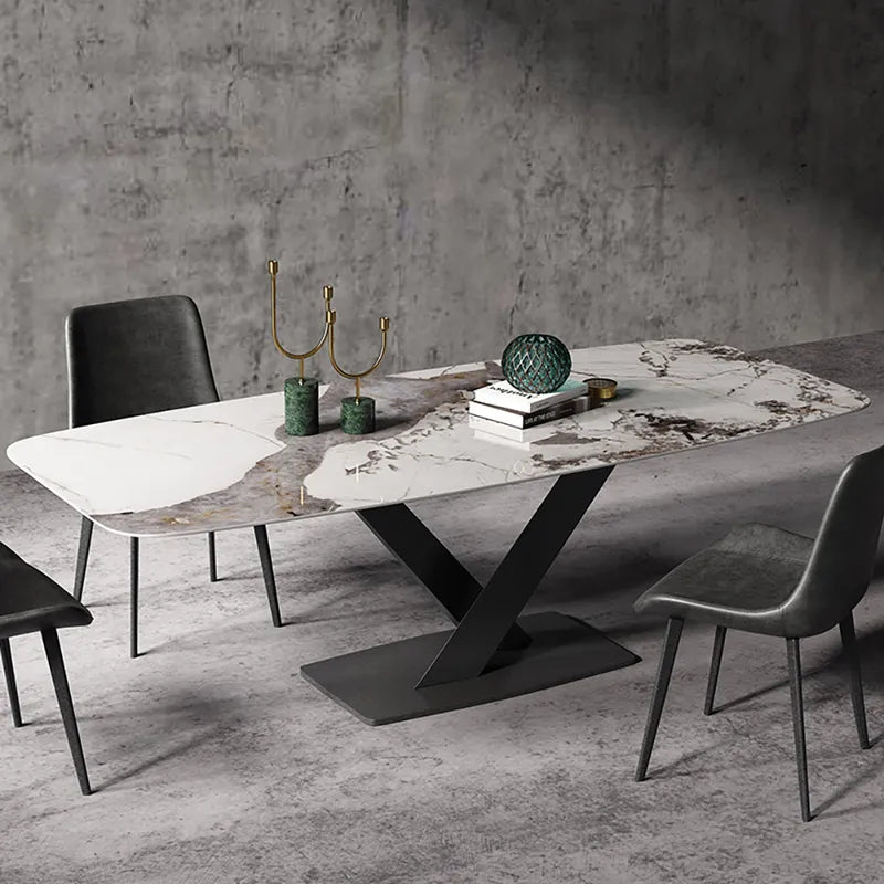 Kian Modern Stone Top 8 Seater Dining Set with Upholstered Chairs