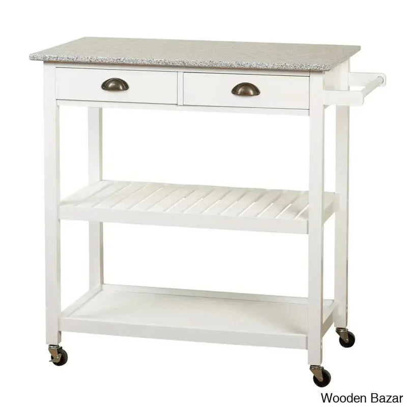 Dirazan Granite Top Kitchen Cart Kitchen trolley cart cabinet kitchen island with storage