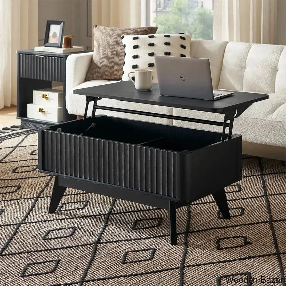 Dorcus Modern Coffee Table And Center Table - Wooden Empiro Black Oak