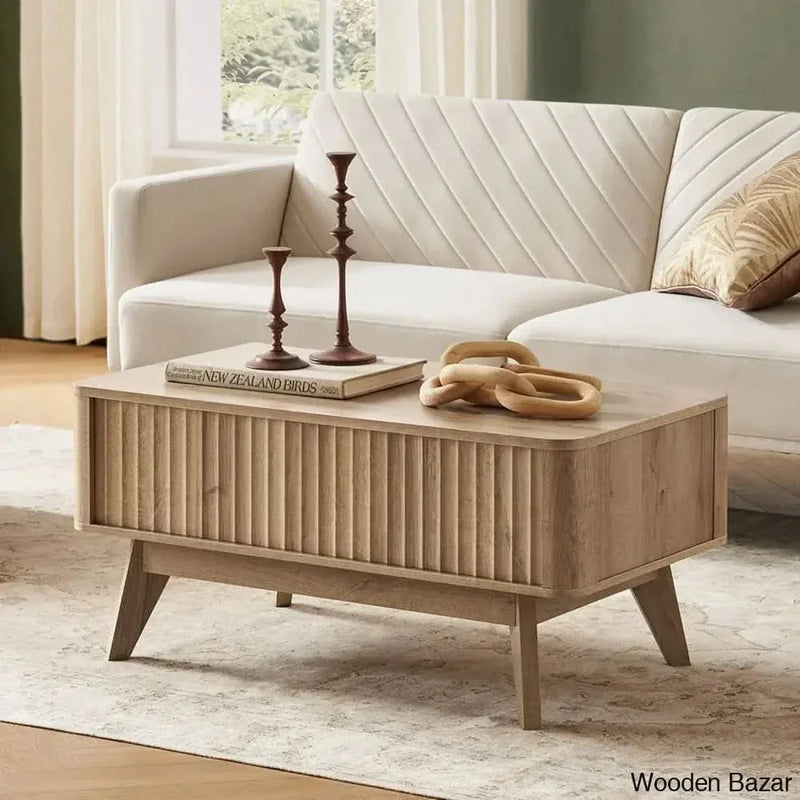 Dorcus Modern Coffee Table And Center Table - Wooden Empiro Golden Oak