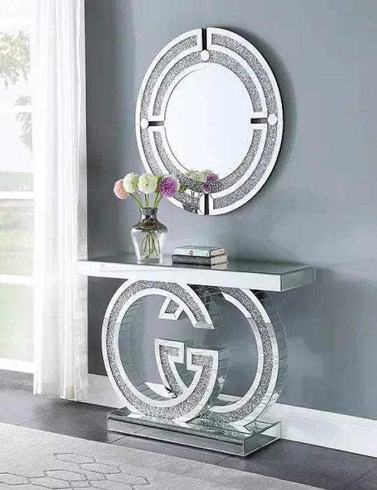 Nasa Luxury Gold and Diamond Mirrored Surface Console