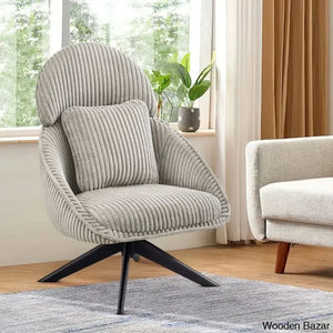 Drony Best Swivel Accent Chair With Pillow Comfy Lounge Light Gray Corduroy