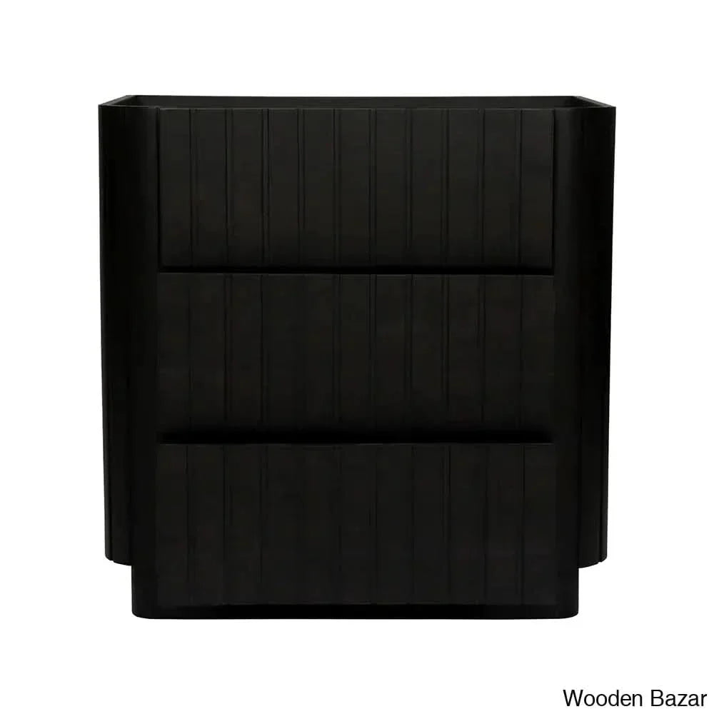 Dunley Beautifully Crafted 3-Drawer Chest Modern Storage Solution With Timeless Design Black