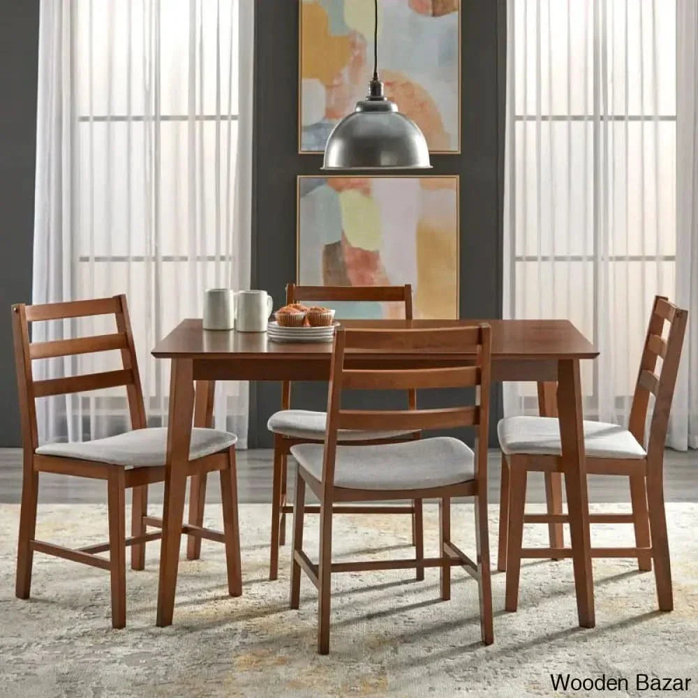 Dunstan Modern 4 Seater Elegant Dining Table Set - Wooden Empiro Brown