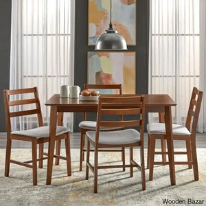 Dunstan Modern 4 Seater Elegant Dining Table Set - Wooden Empiro Brown
