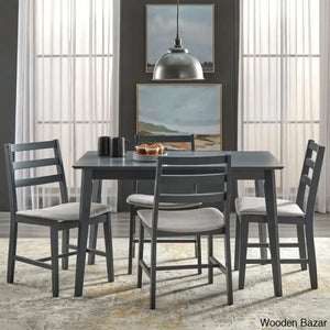 Dunstan Modern 4 Seater Elegant Dining Table Set - Wooden Empiro Charcoal Grey