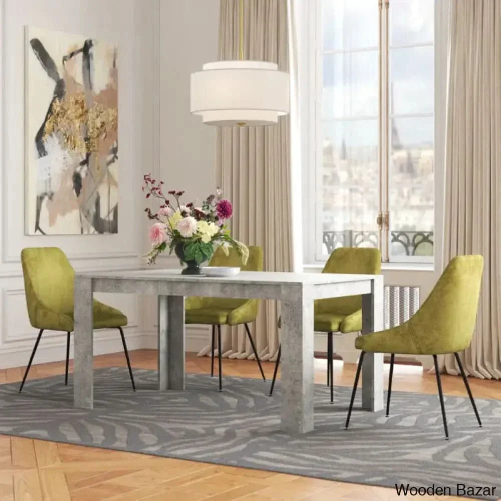 Dunstan Stylish 4 Seater Dining Table Set - Wooden Empiro Cemented