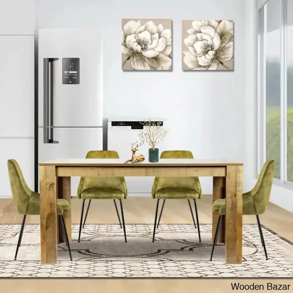 Dunstan Stylish 4 Seater Dining Table Set - Wooden Empiro Mix Oak