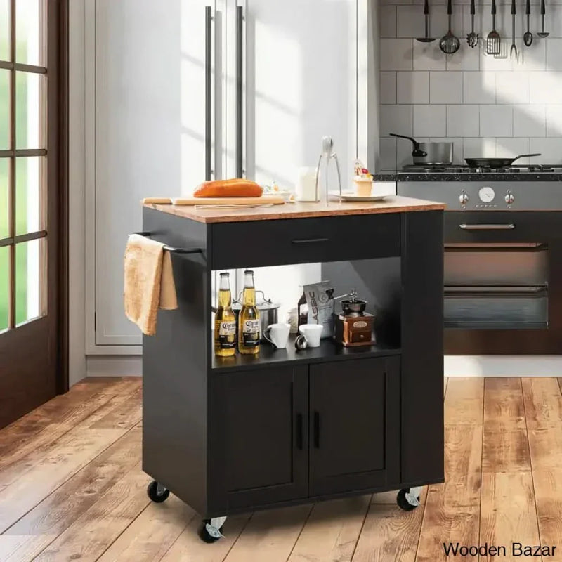 Dyeisha Wood Kitchen Cart  Kitchen trolley cart cabinet kitchen island with storage