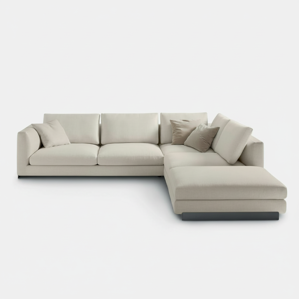 Blanc Haven — Cream L-Shape Sectional, made to order by Wooden Empiro