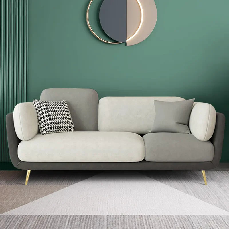 Vanilla Modern Gold Couch: 3-Seater Gray Upholstered Sofa