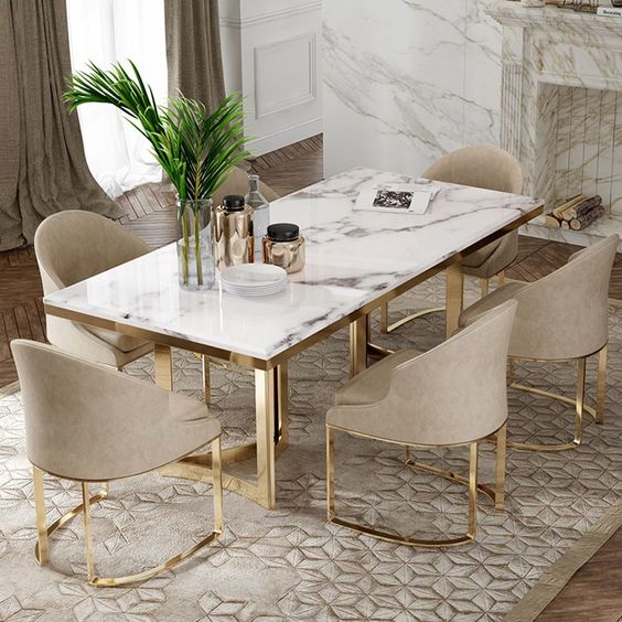 Ira Luxury 6 Seater Modern Dining Table Set