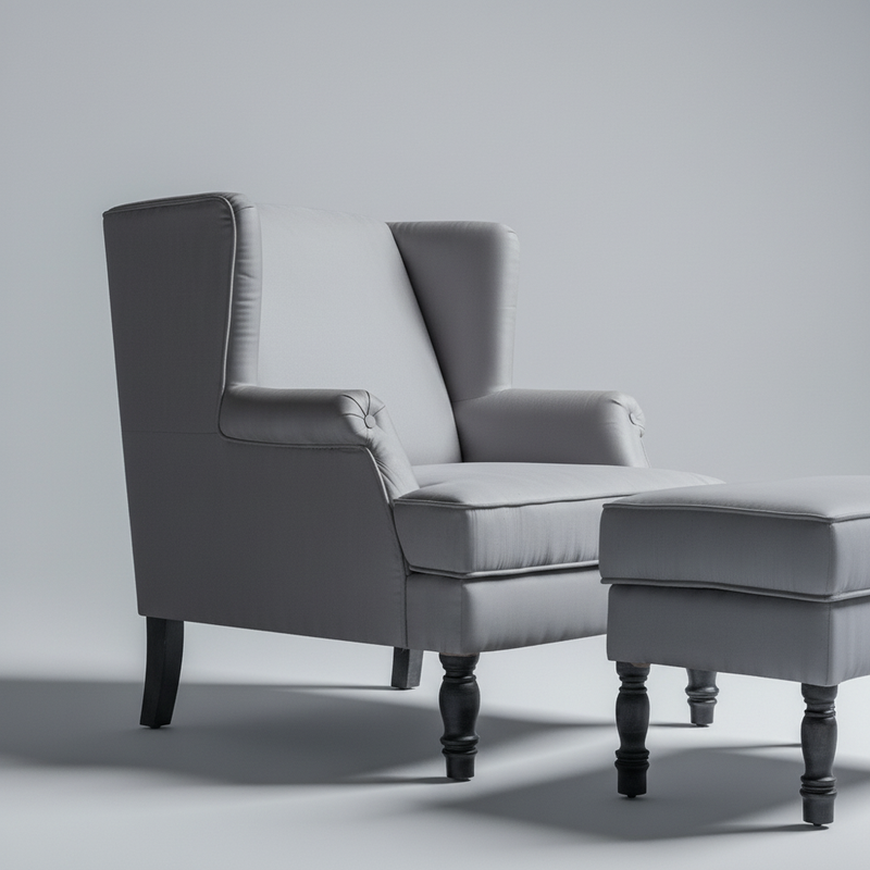 Bessie Chair with Stool – Plush Lounge Chair