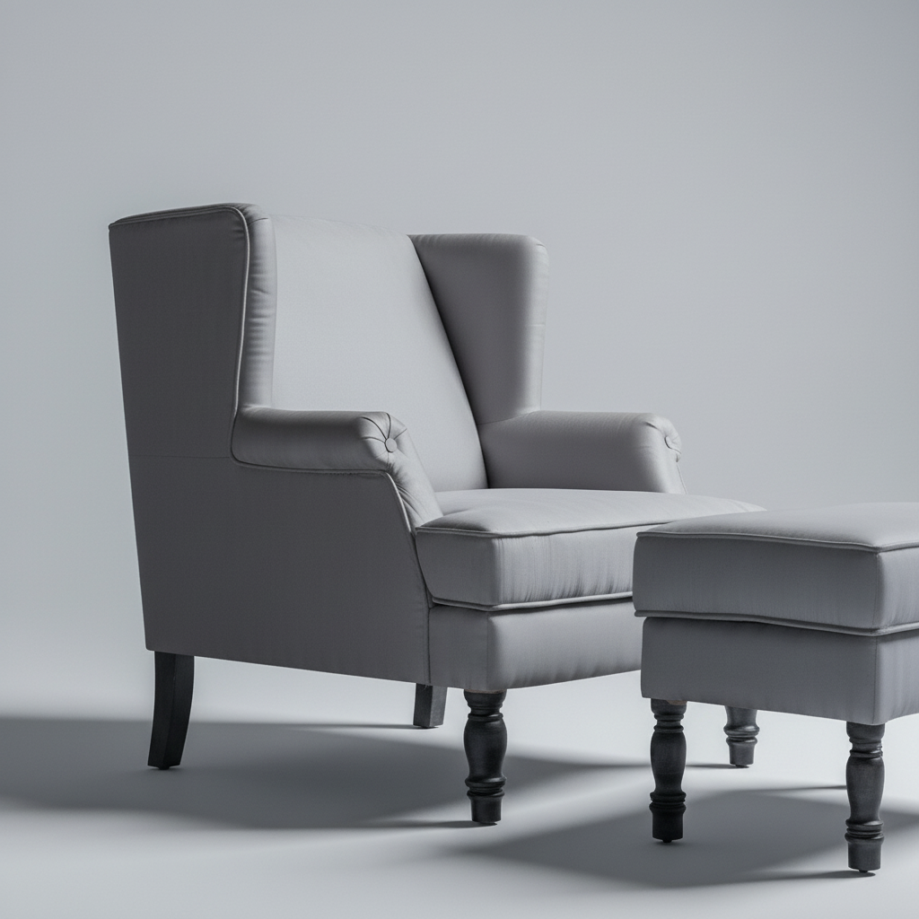 Bessie Chair with Stool – Plush Lounge Chair