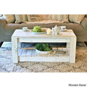 Easthampcton Solid Wood Coffee And Center Table White Farmhouse