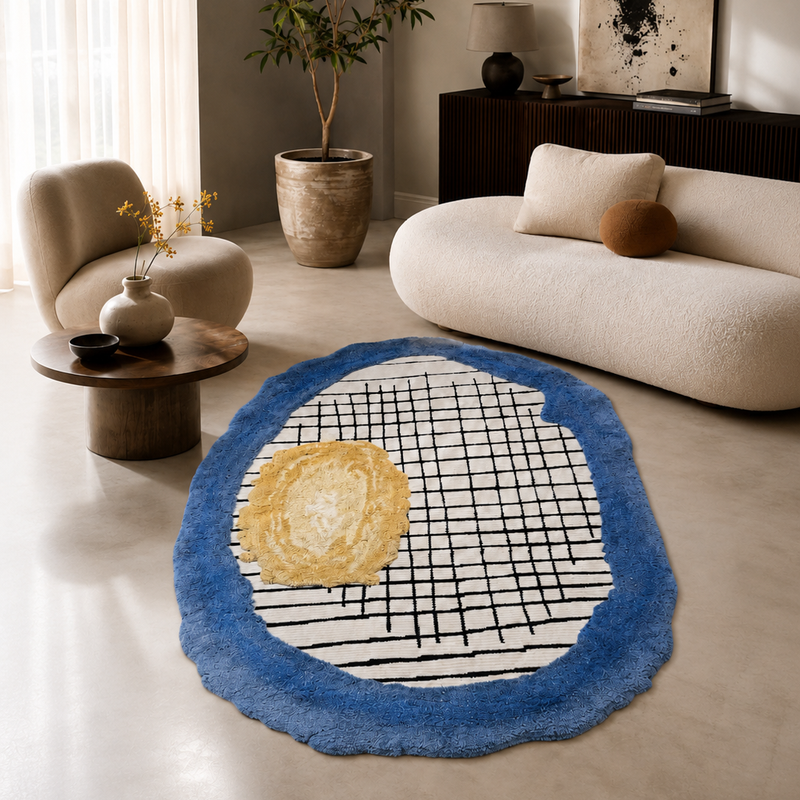 The Indigo Loom Rug — Luxury Modern Abstract Hand-Tufted Area Rug