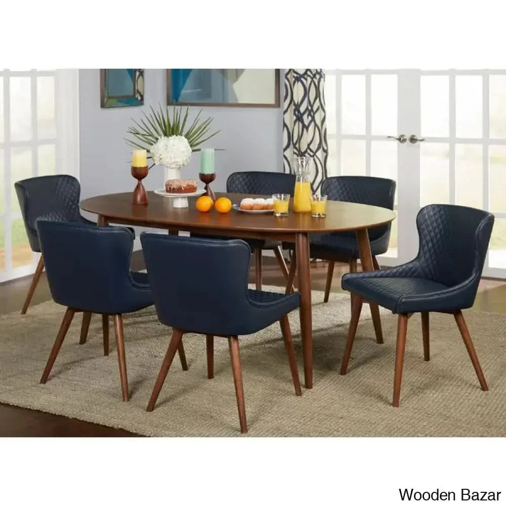 Elisco Modern Dining Table Set For Living - Wooden Empiro Blue / 6 Seater