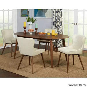 Elisco Modern Dining Table Set For Living - Wooden Empiro White / 4 Seater