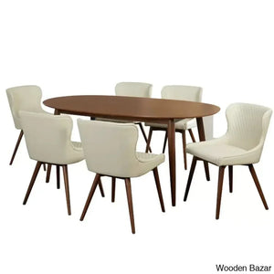 Elisco Modern Dining Table Set For Living - Wooden Empiro White / 6 Seater